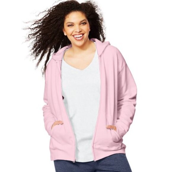 Just My Size JMS EcoSmart Women's Full-Zip Hoodie, Fleece Pale Pink 3X - Picture 2 of 2